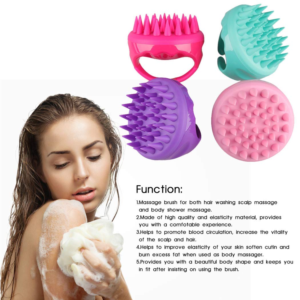 Handheld Silicone Body Massage Brush - Cellulite Remover & Fascia Release Tool for Shower, Bath, Hair & Scalp Care - Pink Exfoliating Brush for Skin & Head Cleansing (Perfect for Spa Days & Self-Care Routines)