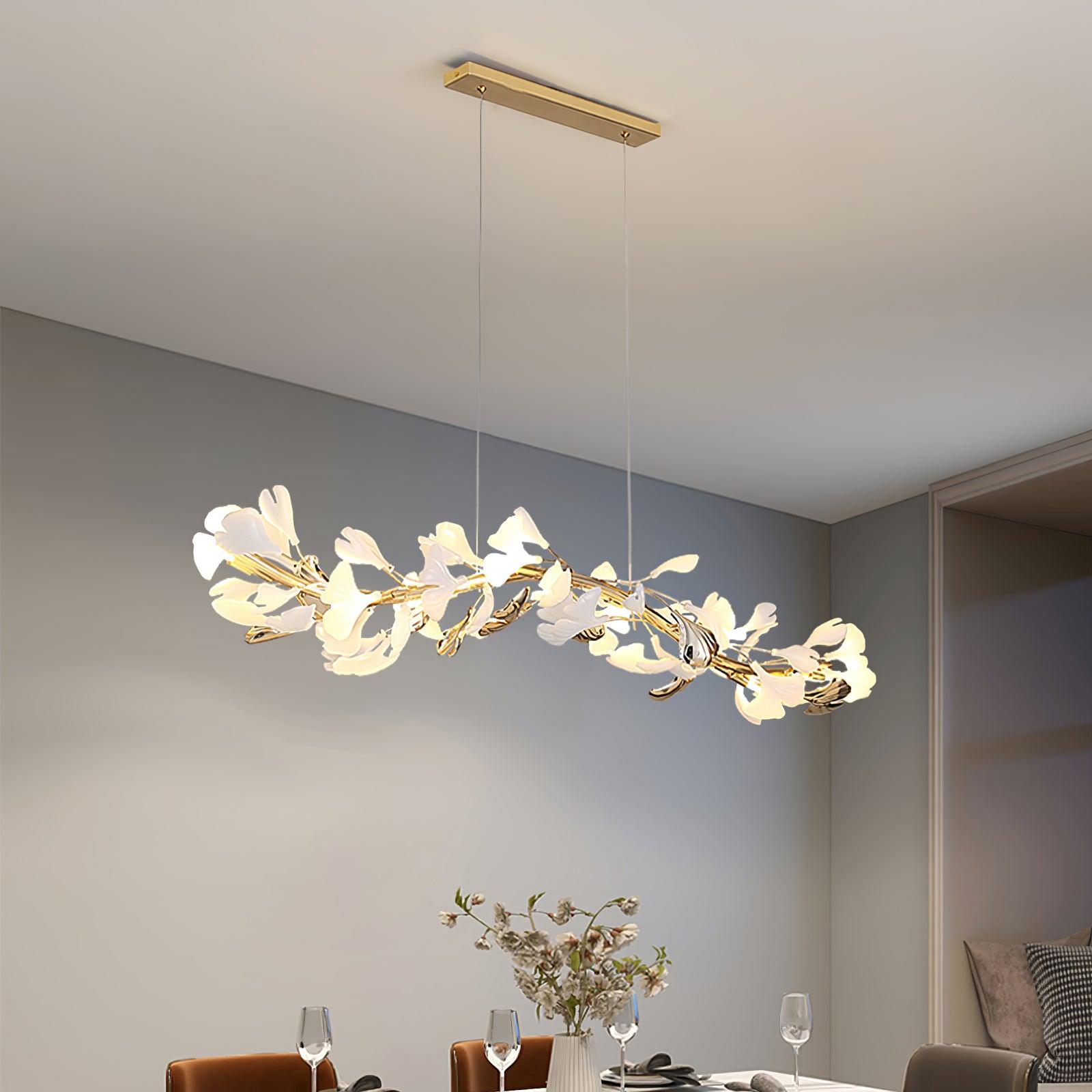 Elegant Ginkgo Leaf Chandelier - Modern Gold Ceiling Light Fixture for Dining Room, Living Room & Bedroom Decor | Perfect for Home, Hotel and Restaurant Lighting