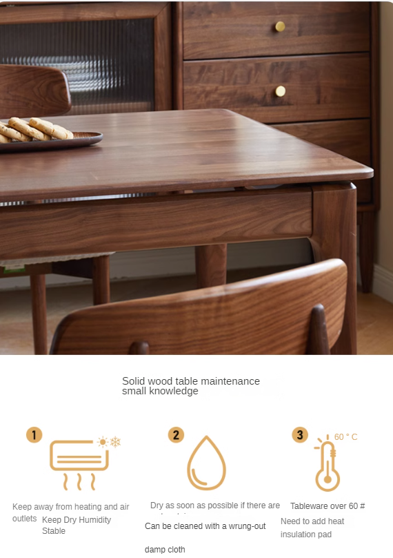 Solid Black Walnut Wood Rectangular Dining Table - 8 Seater Long Farmhouse Table for Dining Room & Kitchen | Rustic Home Decor & Entertaining Furniture