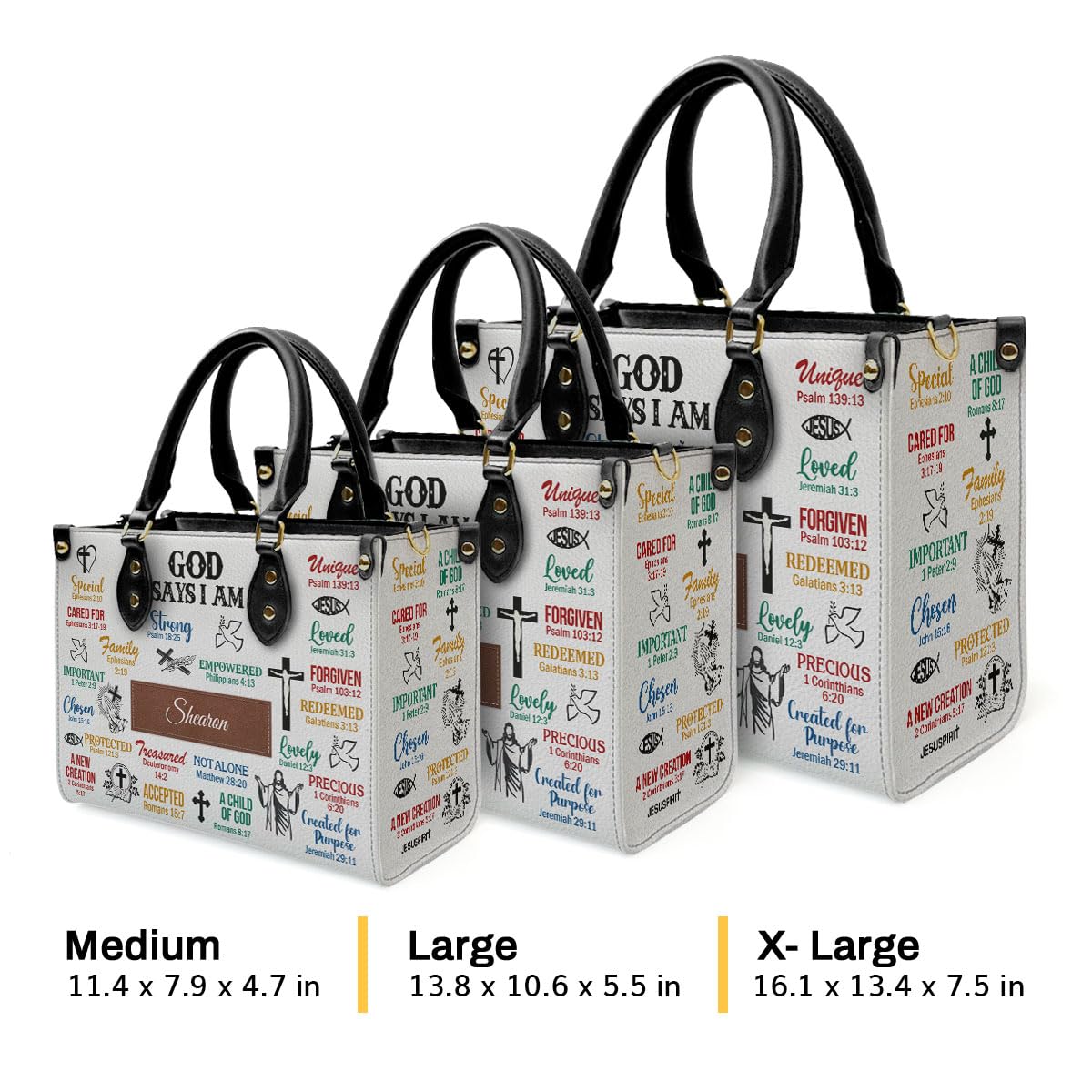 Personalized Leather Handbags for Women - Custom Name & Monogram - Best Christmas & Christian Gifts - Perfect for Church, Work, and Special Occasions