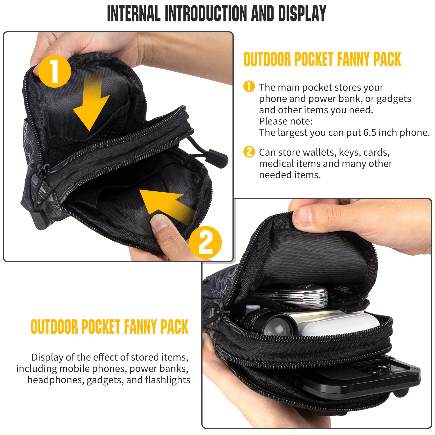 IronSeals Tactical MOLLE Pouch - Compact Utility Waist Bag & Phone Holster for iPhone 15 Pro Max/15 Pro/14 Plus/14 Pro Max/14/13 Pro Max/13 Pro/12 Pro Max/11 Pro Max (4.7