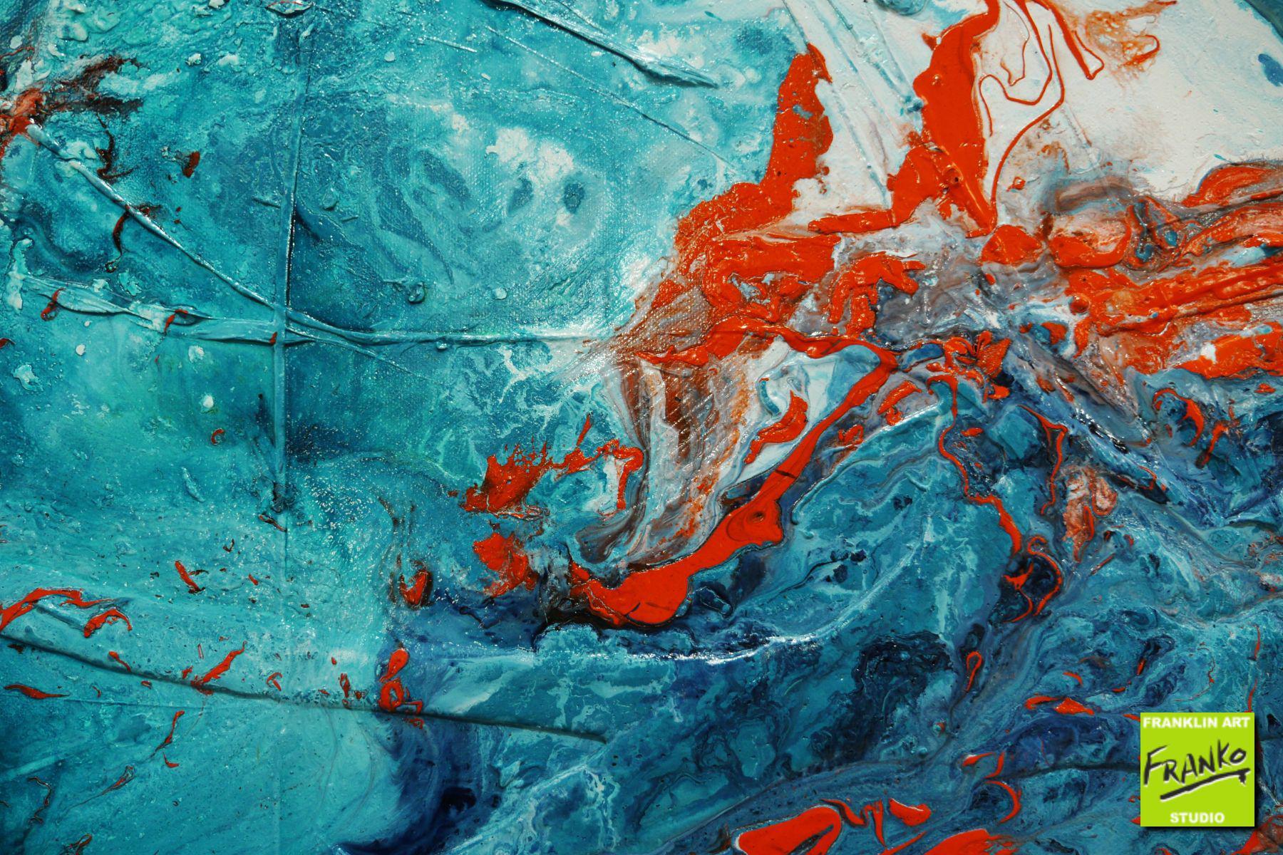 Blue and Orange Abstract Textured Painting - 200cm x 80cm Large Wall Art for Living Room, Bedroom Decor | Jelly Candy Inspired Modern Canvas Artwork