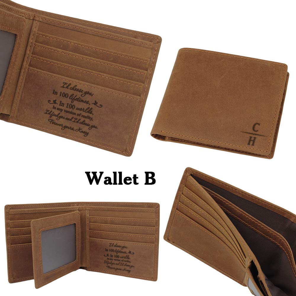Personalized Leather Wallet for Men - Custom Engraved Gift for Husband, Boyfriend, or Dad - 3rd Anniversary Present - Ideal for Weddings, Birthdays & Special Occasions