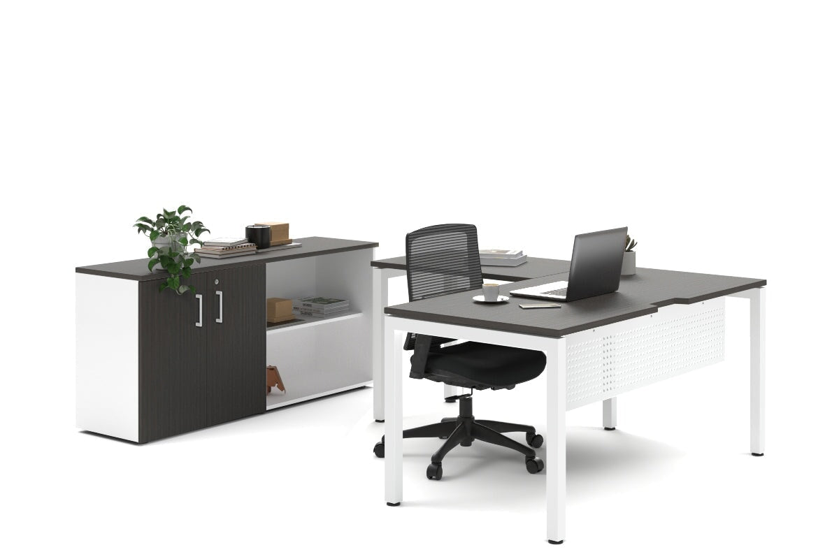 Quadro Square Legs L-Shaped Executive Desk with White Legs [1800L x 1700W] - Perfect for Home Office, Modern Workspace & Executive Suites