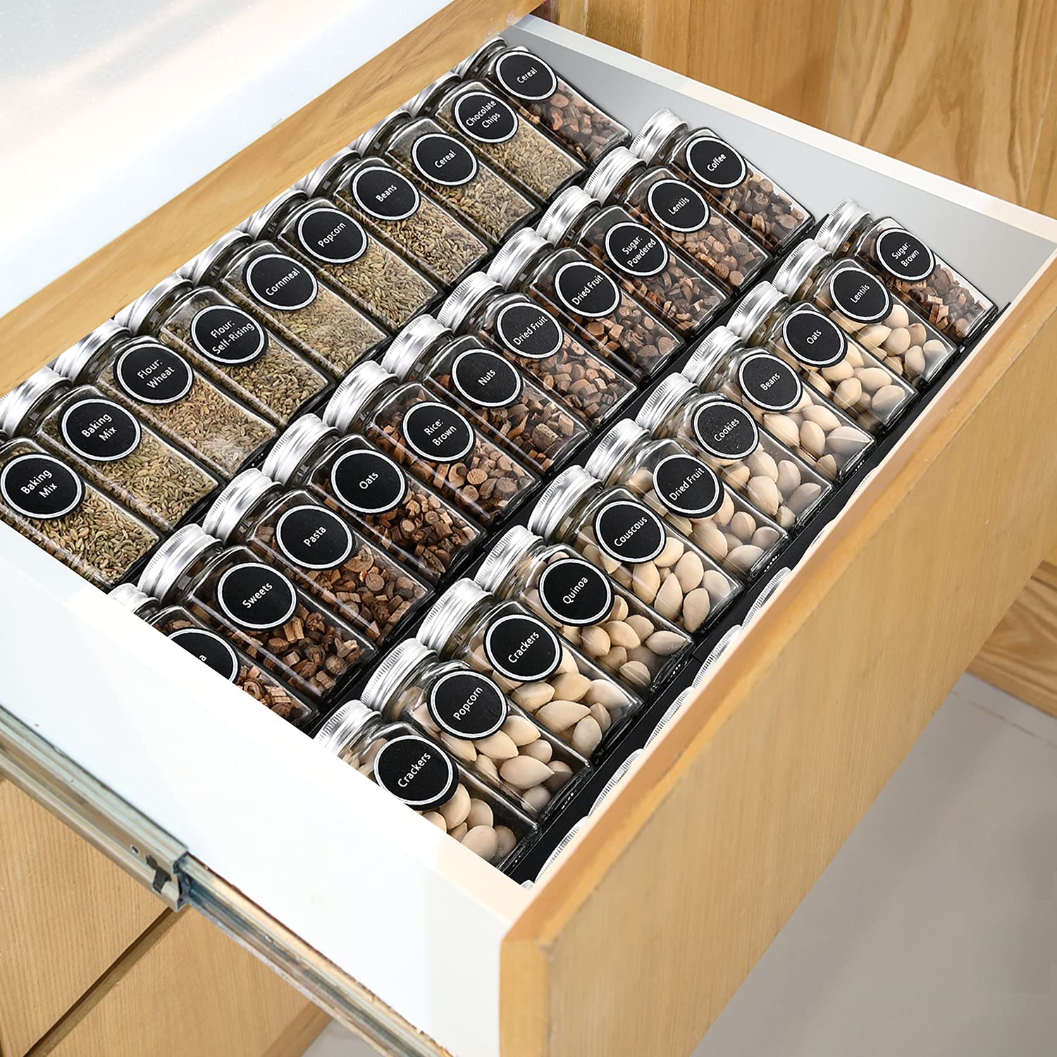 Stainless Steel Spice Rack Organizer Tray - 3 Tier Kitchen Cabinet Storage Drawer Insert for Spices, Seasonings & Herbs | Space Saving Solution for Pantry, Countertop & Cabinet Organization (Jars Not Included) | Perfect for Home Chefs & Cooking Enthusiasts