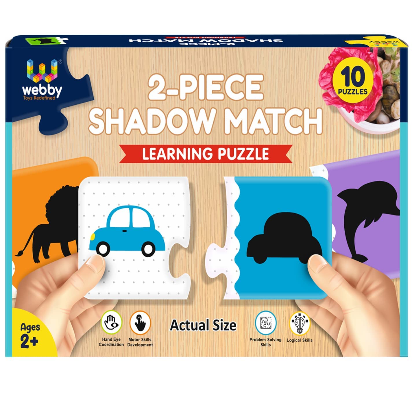 Webby Shadow Match 2-Piece Learning Pack Jigsaw Puzzle - Montessori Early Educational Preschool Toys for Kids Ages 3+ - Perfect for Homeschooling, Classroom Activities & Cognitive Development