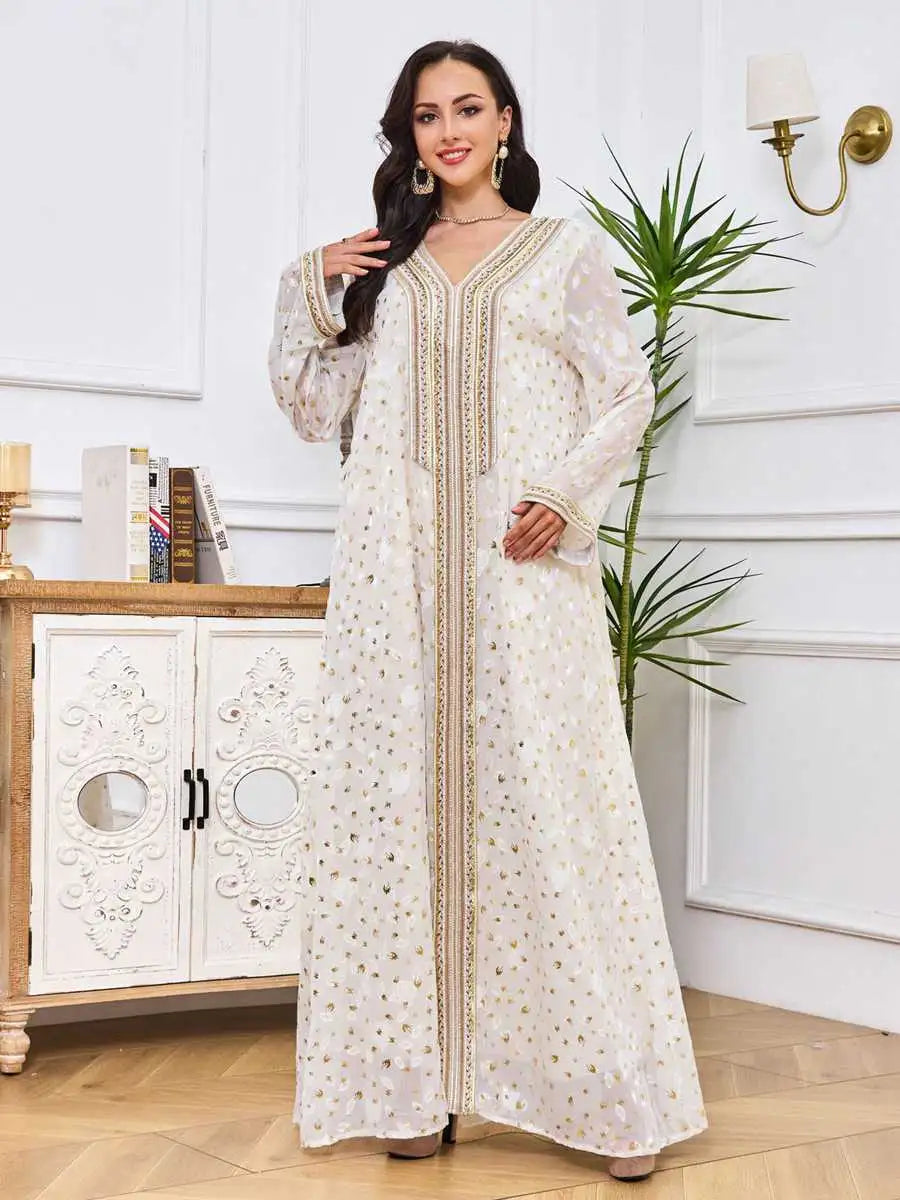 Elegant Moroccan Muslim Eid Dress - Women's Embroidered Caftan Kaftan for Special Occasions | Perfect for Eid Celebrations, Weddings & Festive Gatherings