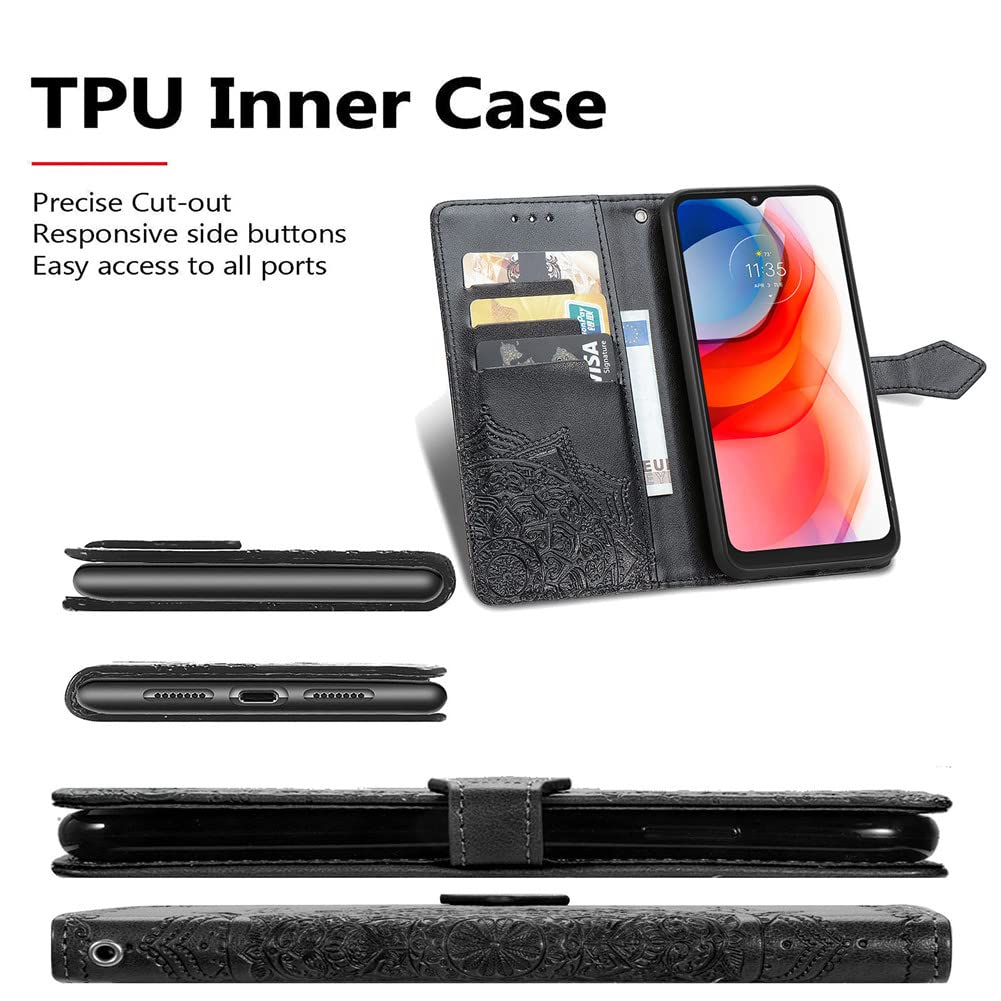Moto G Play 2021 Leather Wallet Case - Magnetic Flip Cover with Card Slots & Stand for Daily Use