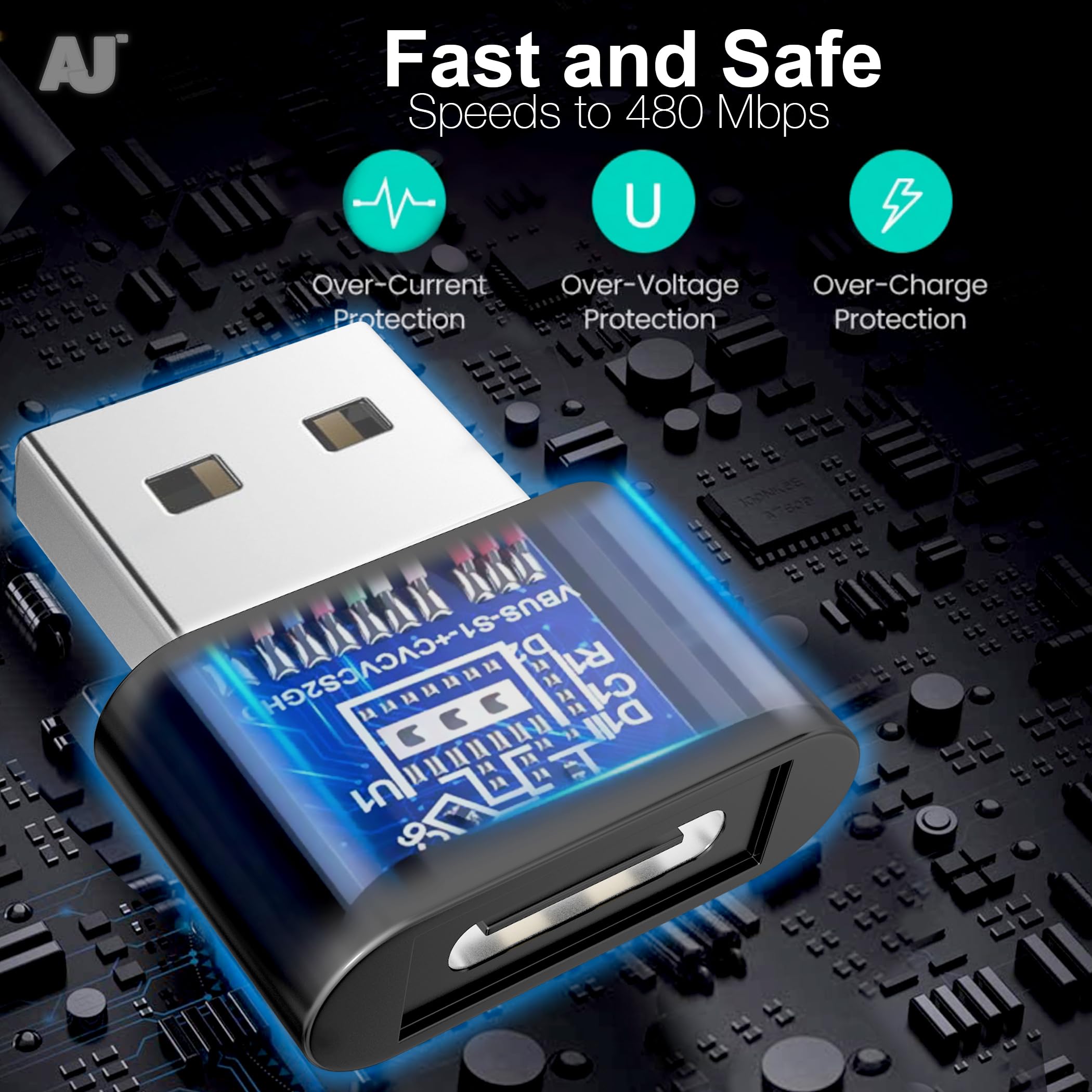 3 Pack USB C to USB Adapter, Type C Female to USB A Male Converter - Compatible with iPhone 15/14/13/12, MacBook, iPad, AirPods, Galaxy S23/S24, CarPlay - Fast Charging Data Transfer for Home, Office & Travel
