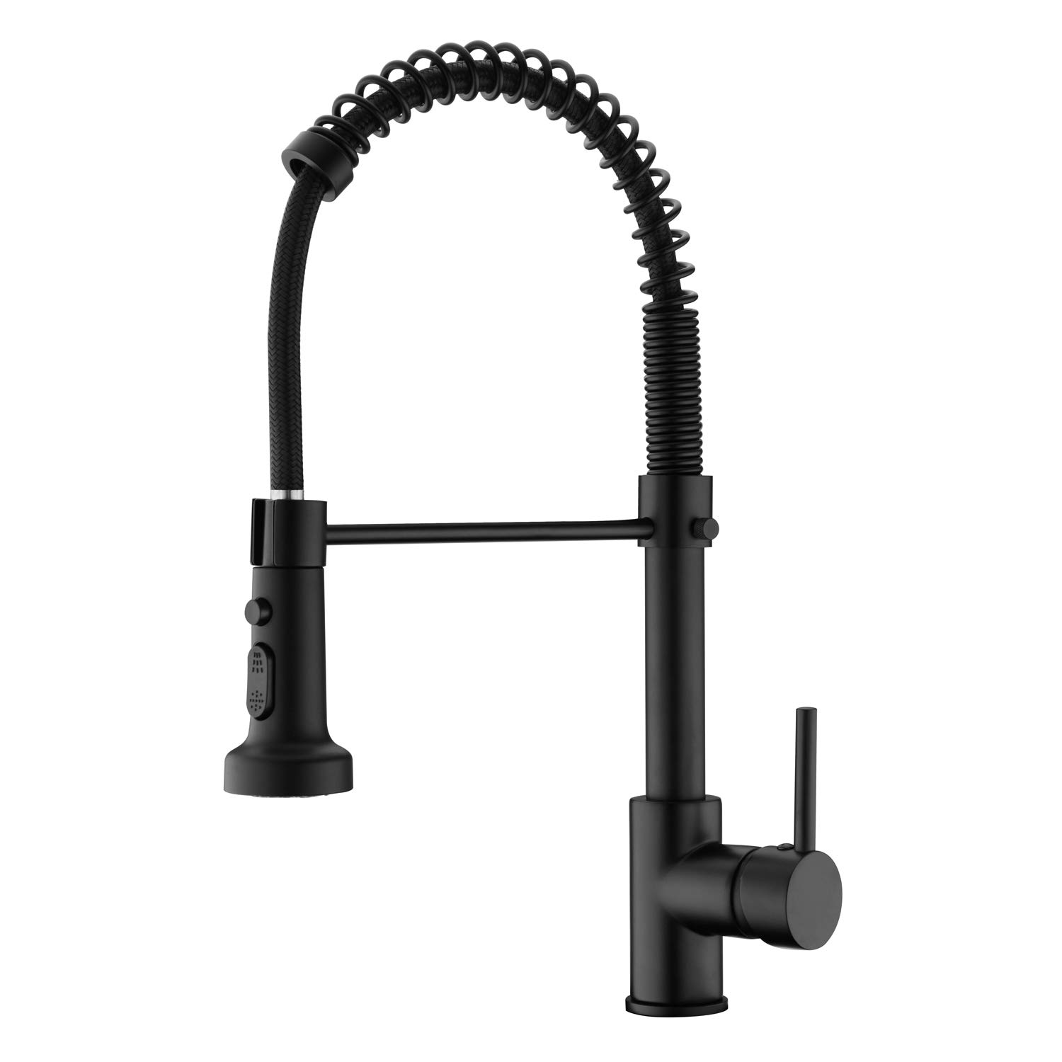 BZOOSIU 17.65 Inch Black Commercial Kitchen Faucet with Pull Down Sprayer - Solid Brass Single Handle Spring Sink Faucet for Farmhouse, RV, Camper, Laundry & Wet Bar | Perfect for Modern Kitchens, Outdoor Bars & Utility Sinks
