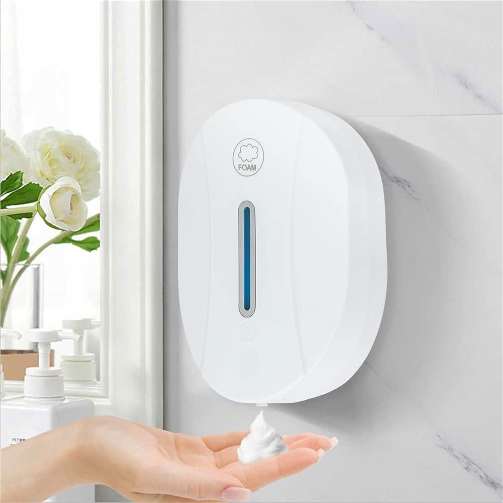 Automatic Soap Dispenser 550ml - Touchless Motion Sensor Foam Soap Dispenser, No Drilling Wall Mounted for Bathroom, Kitchen & Office - Hands-Free Hygienic Soap Dispenser for Home & Commercial Use
