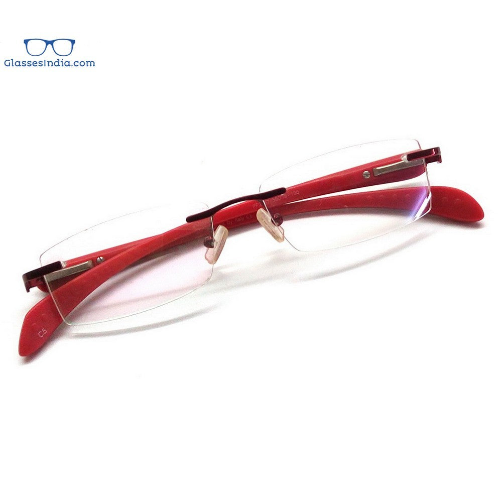 Blue Light Blocking Computer Glasses - Red Rimless PF2257RD for Eye Strain Relief | Gaming, Office Work & Screen Time Protection