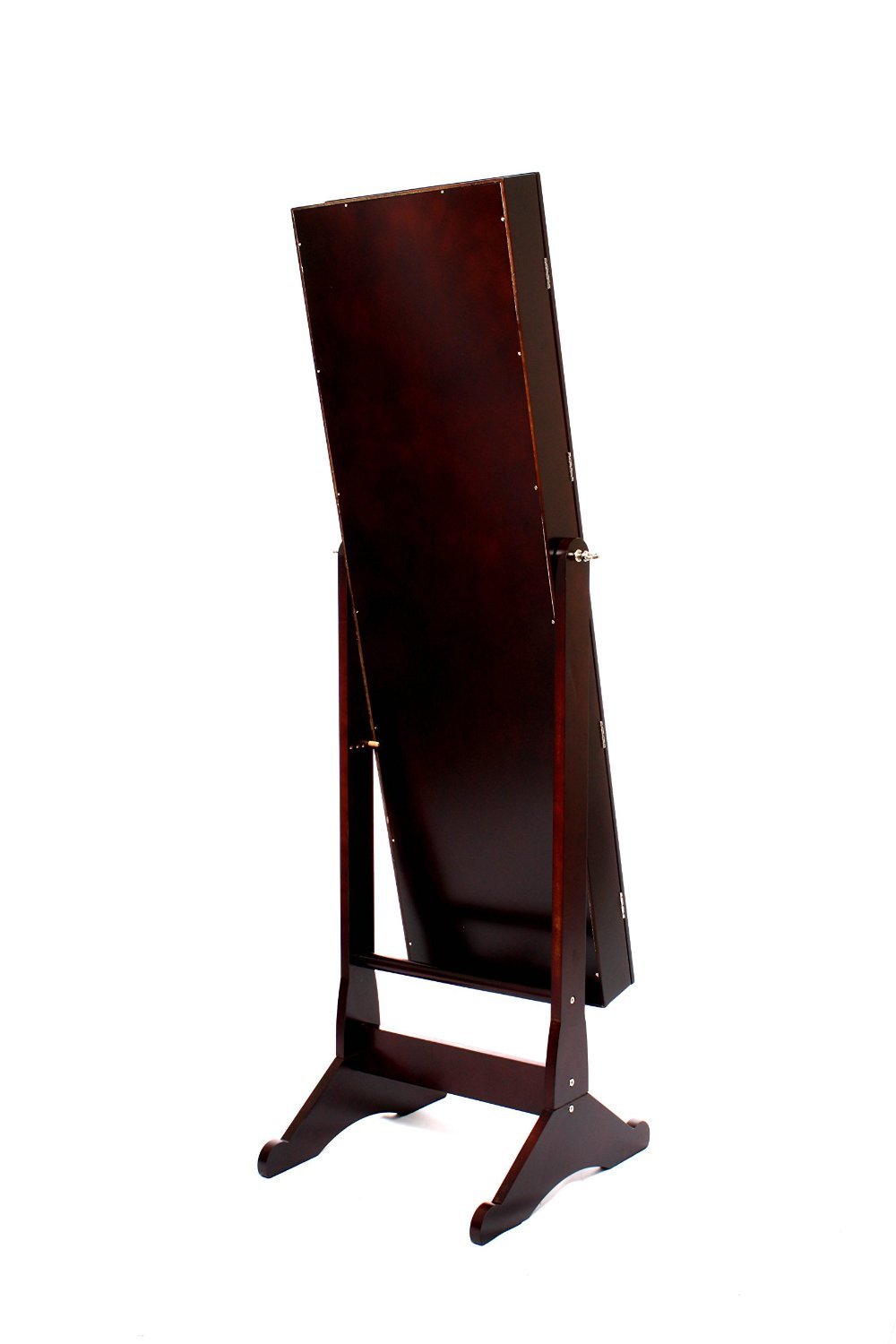 Mirrored Jewelry Cabinet Armoire Stand with Lock - Espresso Finish for Bedroom & Closet Organization | Jewelry Storage with Mirror & Multiple Drawers