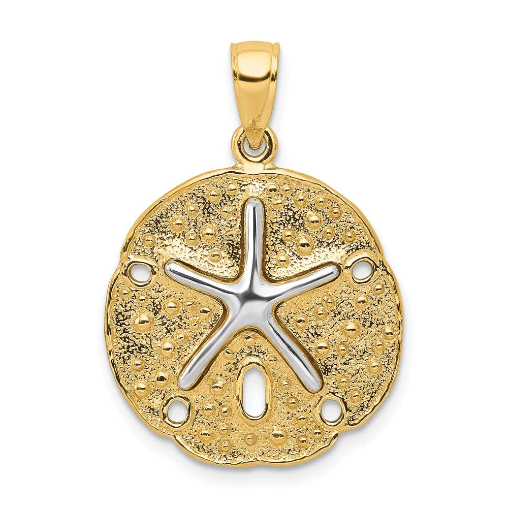 14k Gold Sand Dollar & Starfish Pendant - Beach Jewelry for Summer