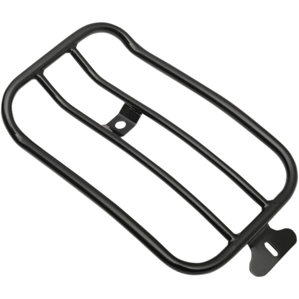 Motherwell MWL-180GB 7 Inch Solo Luggage Rack - Gloss Black - Heavy Duty Motorcycle Luggage Carrier for Touring & Commuting