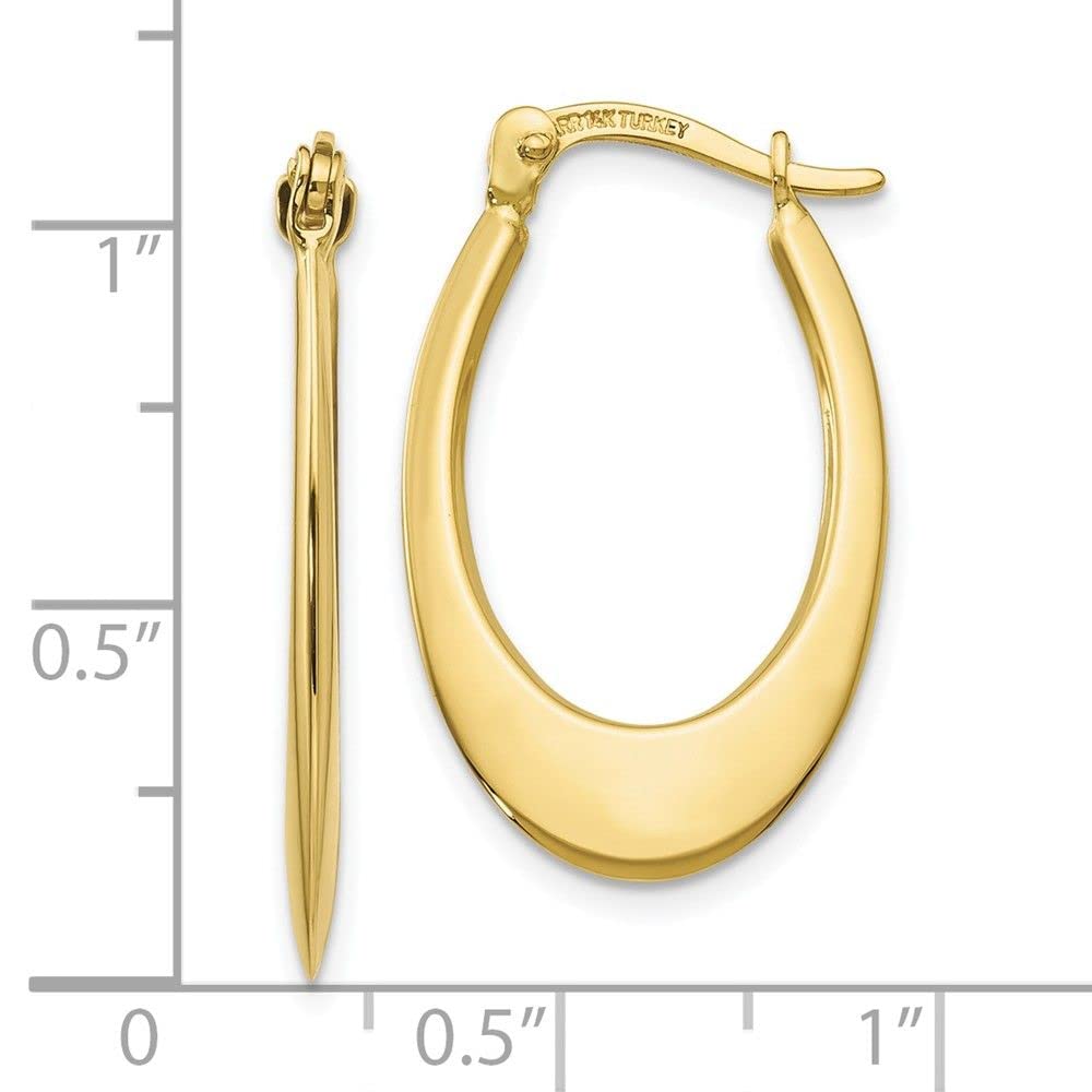 10K Yellow Gold Polished Hoop Earrings for Women - Classic Circle Huggie Earrings for Everyday Wear, Gift Giving & Special Occasions