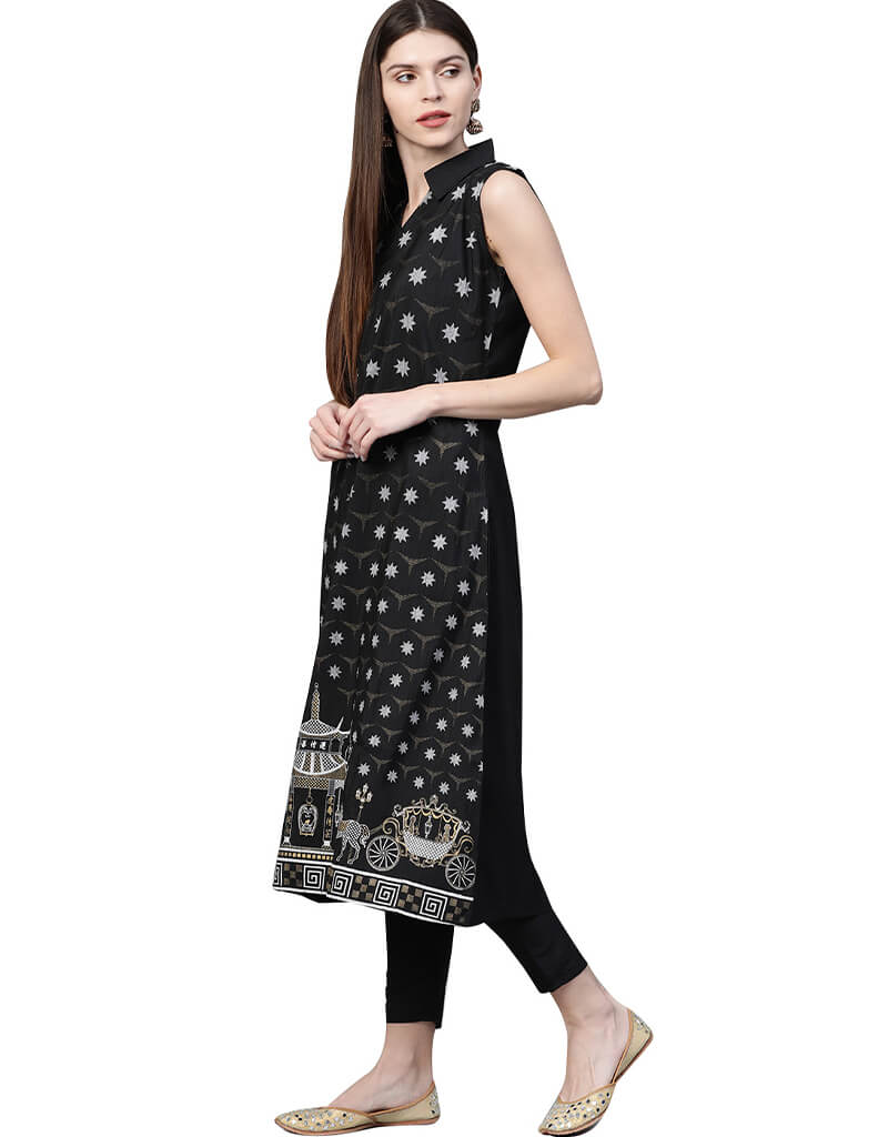 Stylish Black Poly Silk Pant Kurti for Women - Elegant Indian Ethnic Wear for Parties, Festivals & Casual Outings