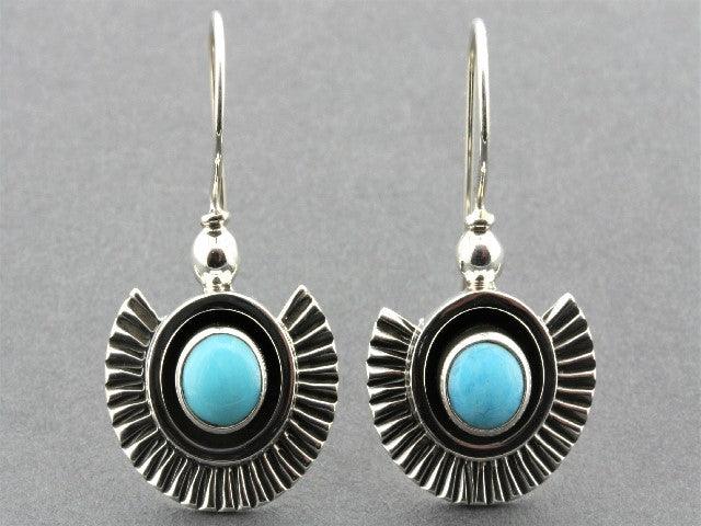Turquoise Fan Earrings for Women - Boho Chic Dangle Jewelry for Parties, Weddings & Festivals