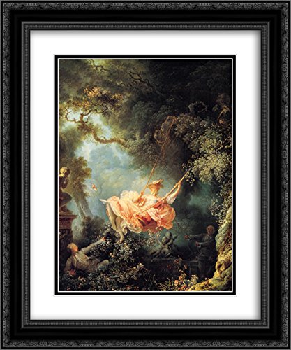 The Swing by Jean Honore Fragonard - 20x24 Inch Black Ornate Frame with Double Matted Museum Quality Art Print | Classic Romantic Wall Decor for Living Room, Bedroom & Office