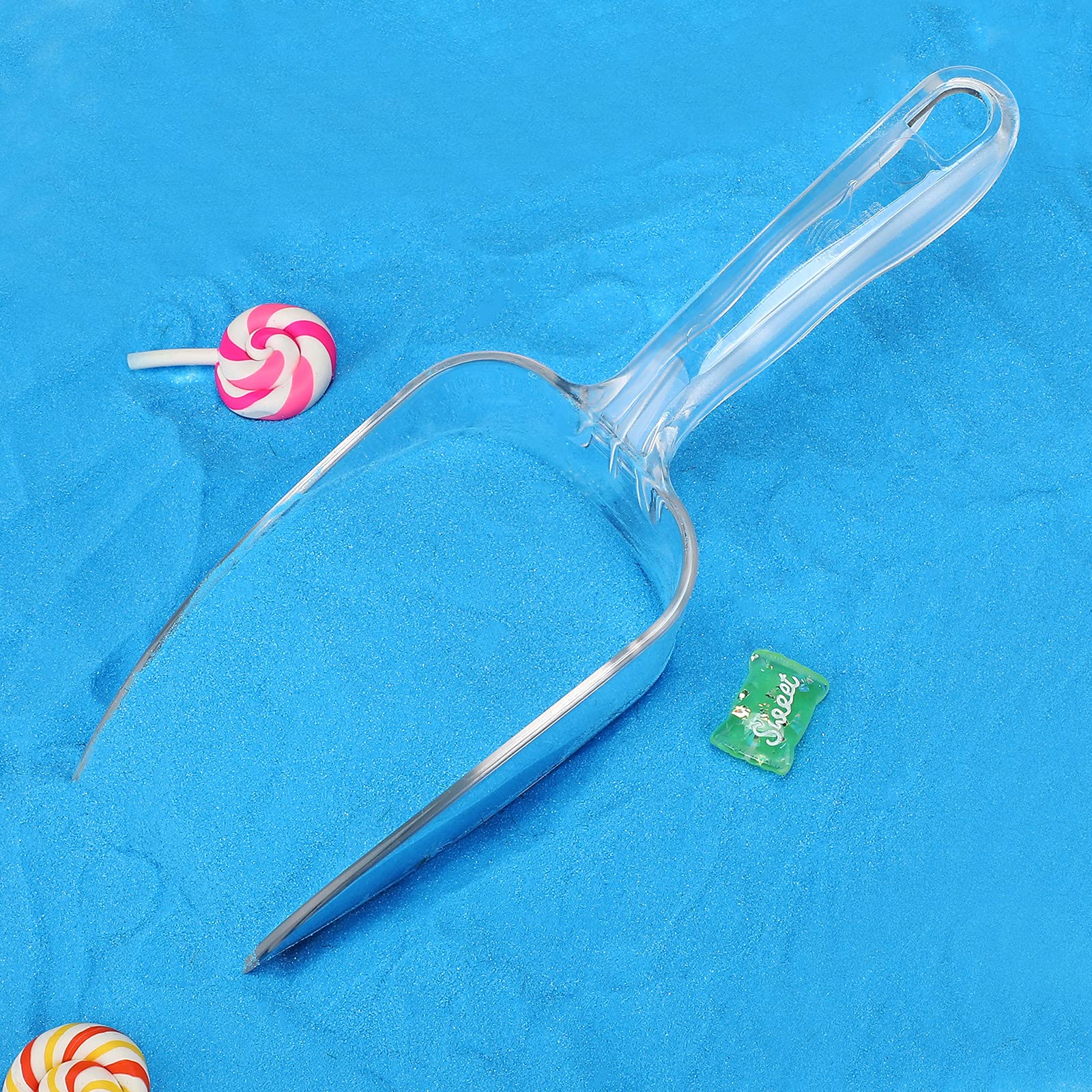 HESTYA 4-Piece Clear Plastic Multi-Purpose Scoop Set - 9.25 Inch Candy, Ice Cream, Protein Powder, Coffee & Tea Scooper for Buffets, Kitchens & Food Service