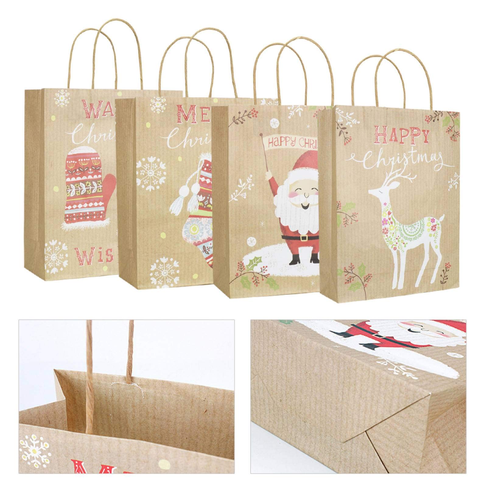 Eco-Friendly Kraft Paper Christmas Gift Bags - Portable & Fashionable Holiday Tote Bags for Festive Party Gifts, Wrapping & Storage | Perfect for Christmas Parties, Office Exchanges & Holiday Decorations