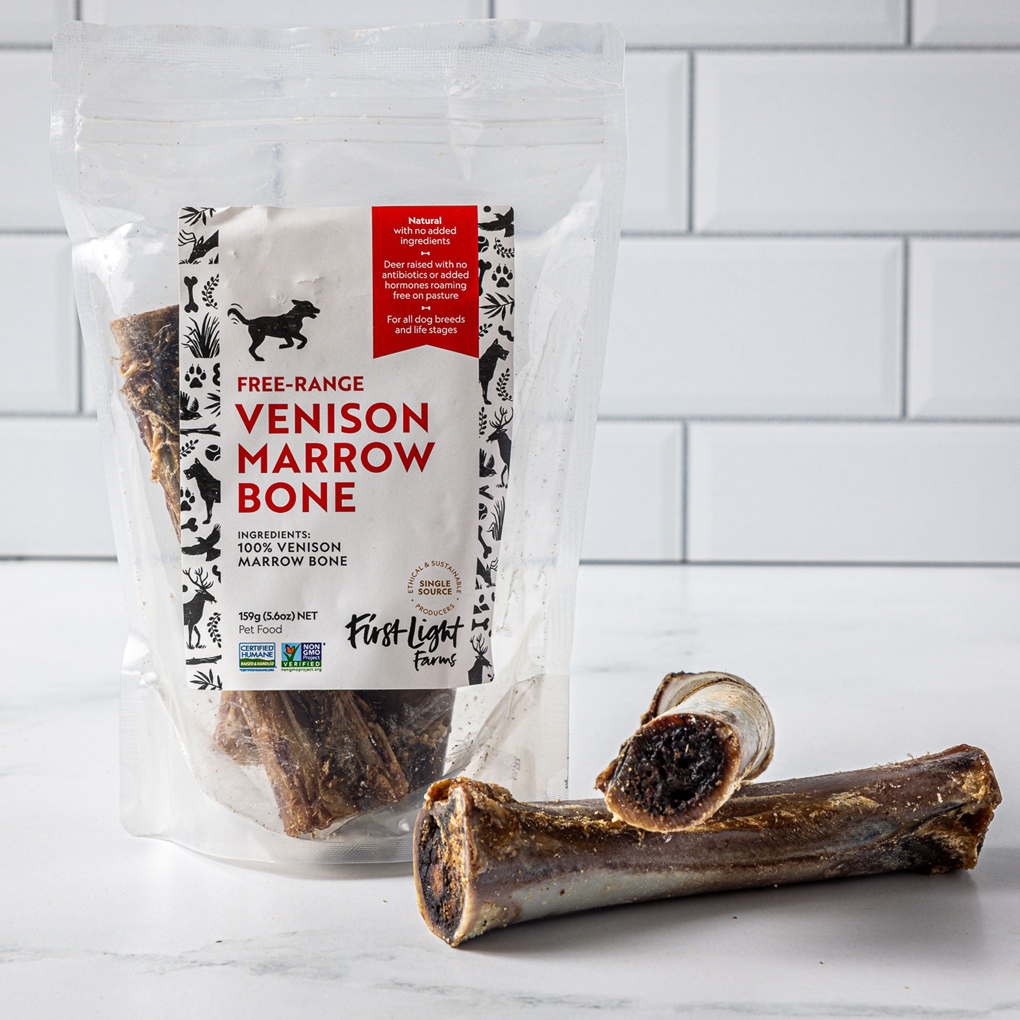 Premium First Light Venison Marrow Bone Treats for Dogs - 75g | All-Natural, High-Protein Dog Chews | Perfect for Training, Dental Health & Long-Lasting Enjoyment