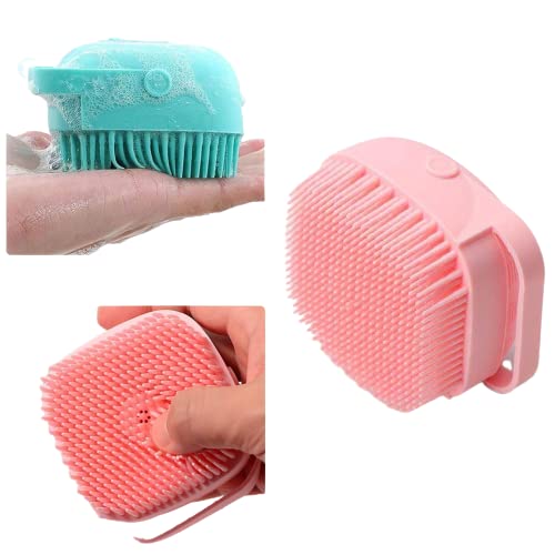 Faymon Silicone Body Brush with Shampoo Dispenser - Soft Exfoliating Bath Brush for Shower & Skin Massage | Bathroom Accessories (Multicolor, 1 Pack) - Perfect for Spa Days & Gentle Skin Exfoliation