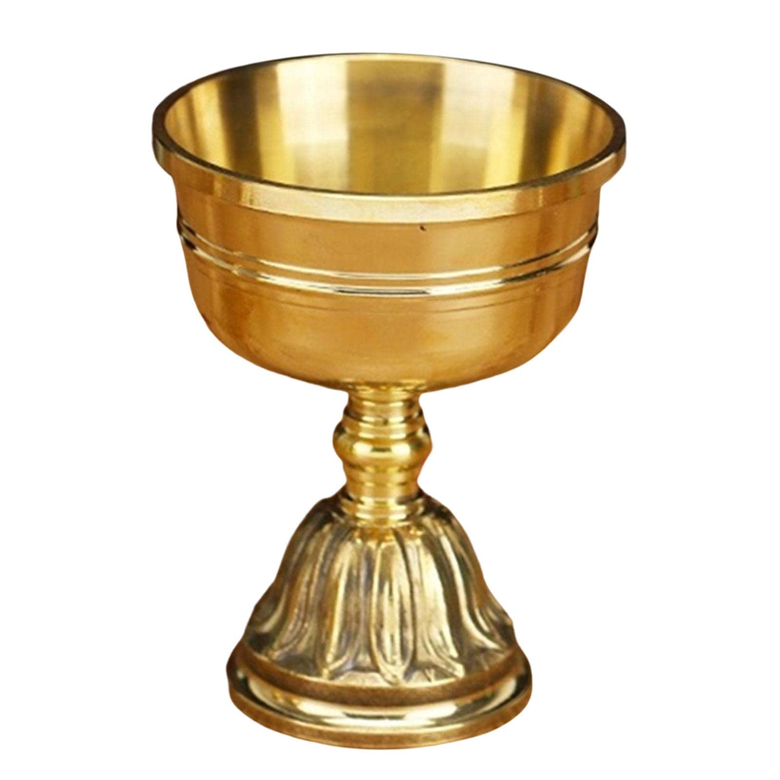 Baoblaze Golden Brass Tibetan Butter Lamp Holder - 9x12cm Buddhist Altar Oil Lamp & Candle Cup for Meditation, Prayer & Home Decor