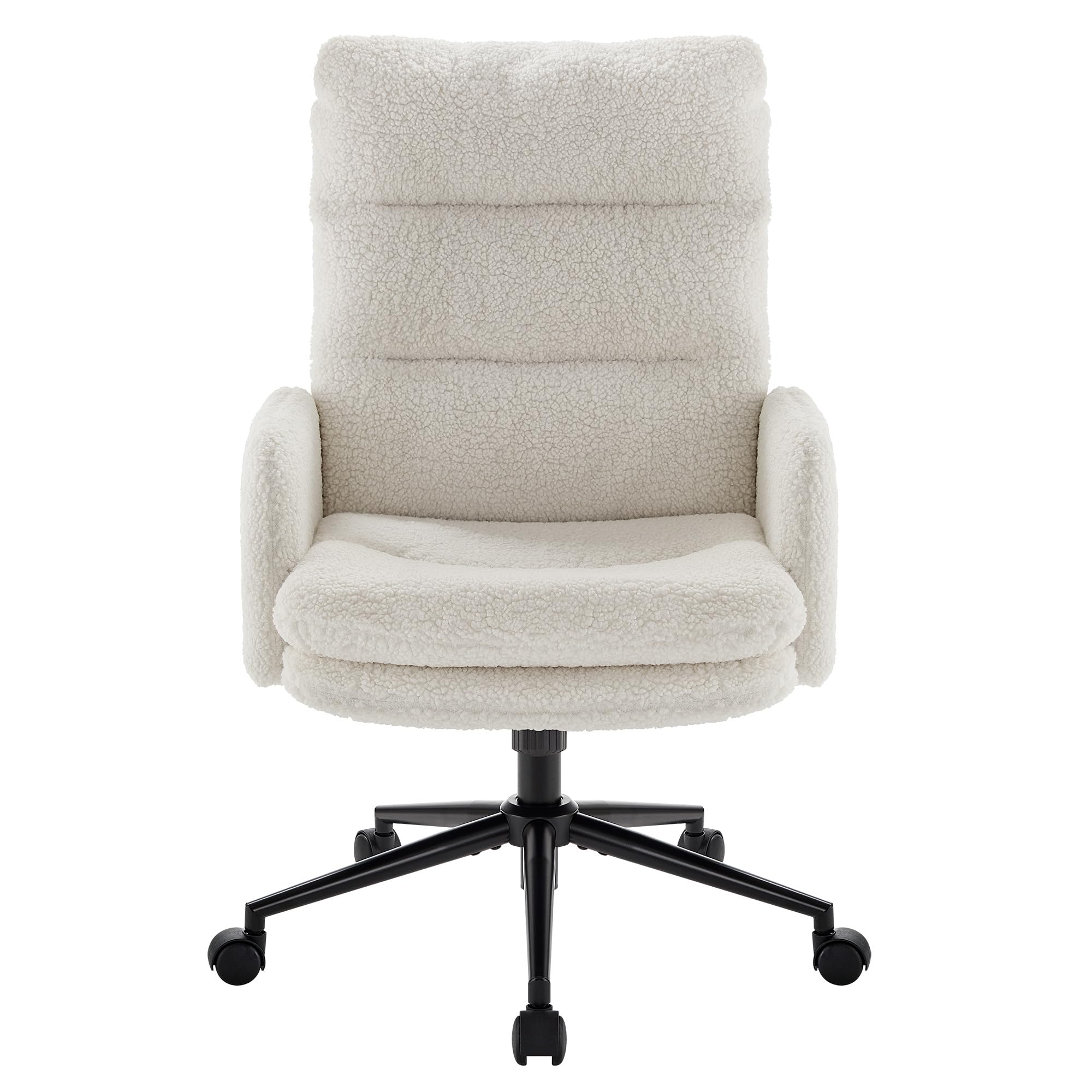 Ergonomic High-Back Office Chair with Adjustable Armrests & Wheels - Swivel Computer Desk Chair for Home & Workspaces - Breathable Upholstered Task Chair in Cashmere White - Perfect for Remote Work & Gaming
