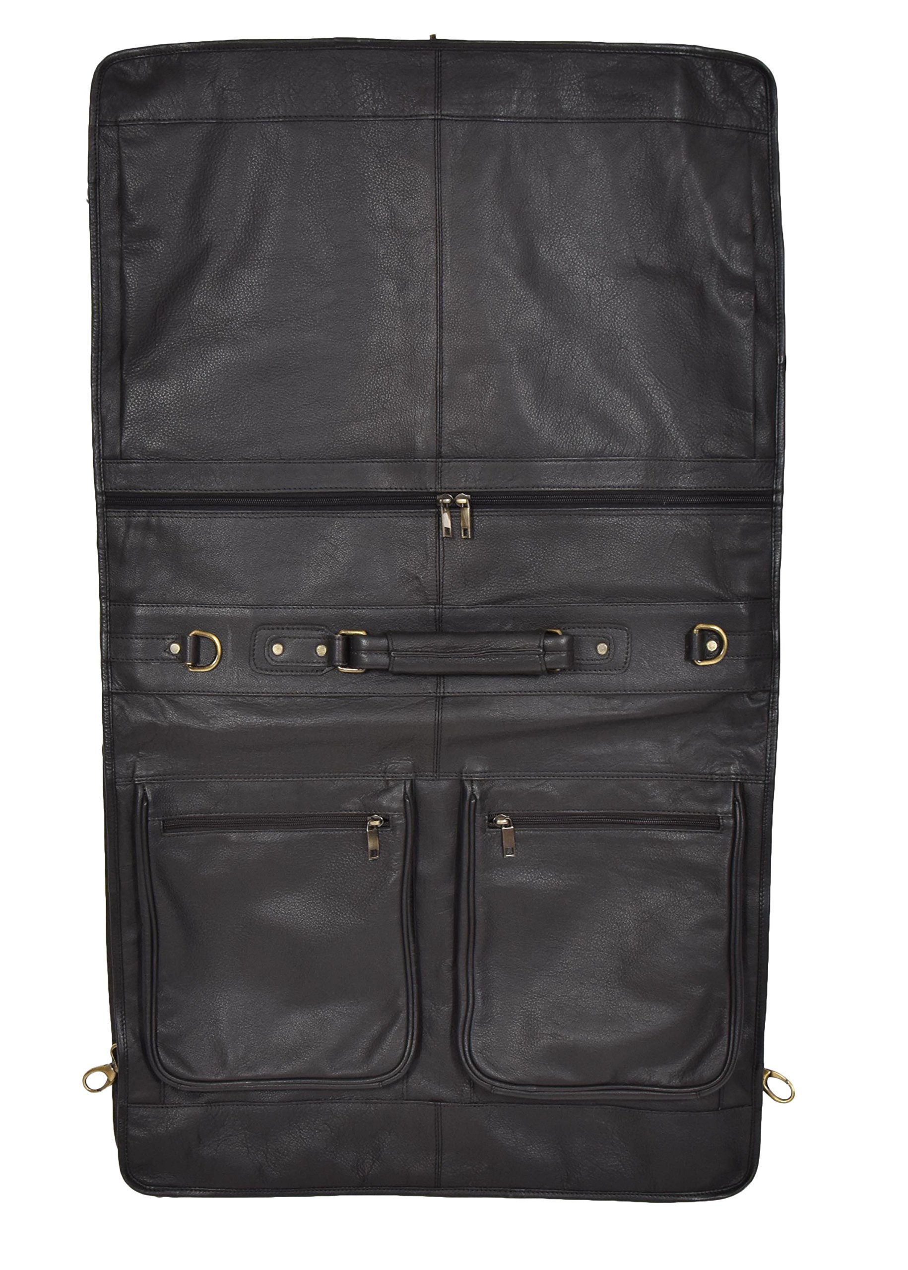 Canico Genuine Leather Garment Bag for Suits & Dresses - Travel & Weekend Clothing Carrier (Black) | Perfect for Business Trips, Weddings & Formal Events