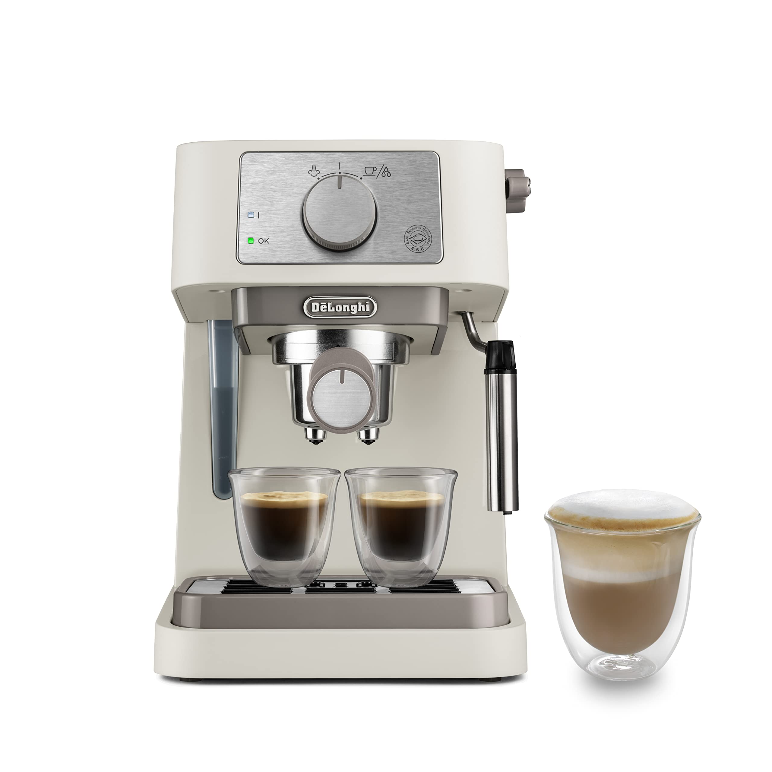 De'Longhi Stilosa EC260.CR Manual Espresso Coffee Machine - 15 Bar Pressure, Cappuccino System, Auto Shut-Off, ESE Pod Compatible, 2-Level Drip Tray, 1L Water Tank - Perfect for Home Baristas & Coffee Lovers