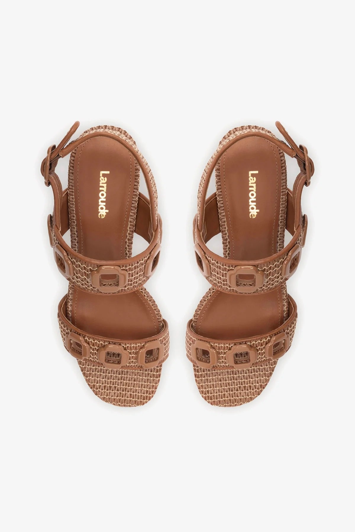 Milan Sandal in Caramel Wave Raffia - Comfortable Women's Summer Sandals for Beach, Vacation & Casual Outings