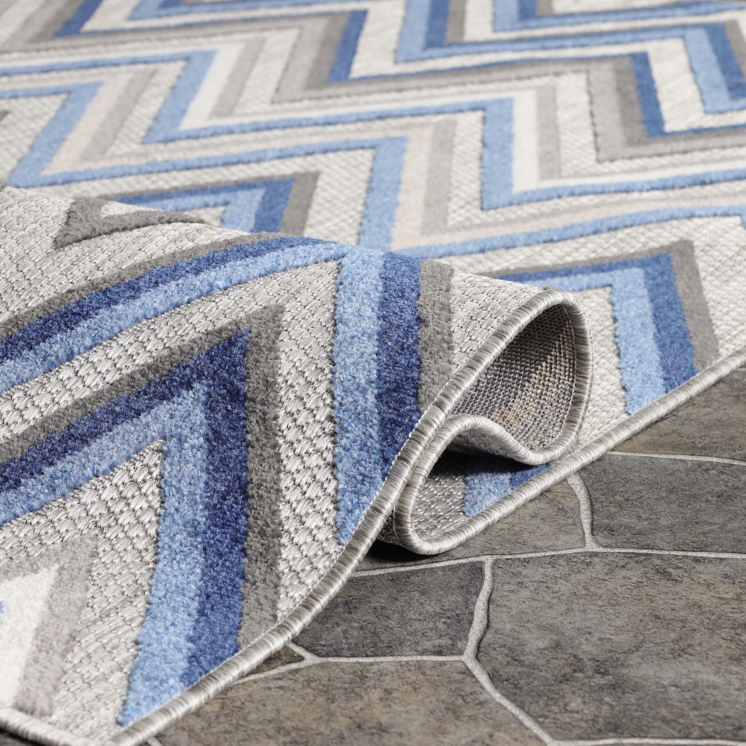 Acacia Geometric Zigzag Modern Indoor/Outdoor Area Rug or Runner - Non-Slip Boho Chic Carpet for Living Room, Bedroom, Patio & Hallway Decor