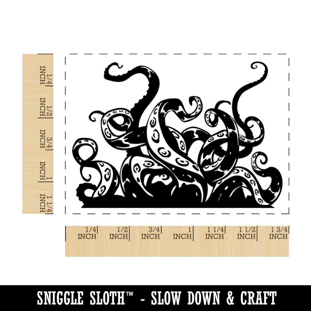 Small 1.7 Inch Octopus Squid Tentacle Rubber Stamp with Suction Cups - Perfect for DIY Crafting, Scrapbooking, Card Making & Sea Monster Theme Projects
