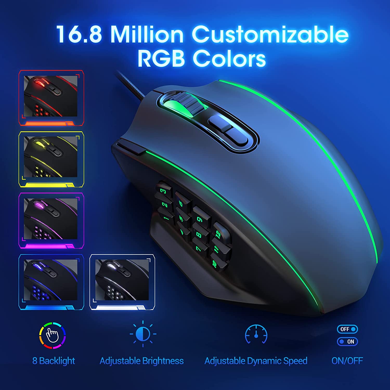 Best RGB LED Backlit Gaming Mouse with Programmable Side Buttons - Ergonomic Wired Mouse for PC, Laptop, Esports & FPS Gaming