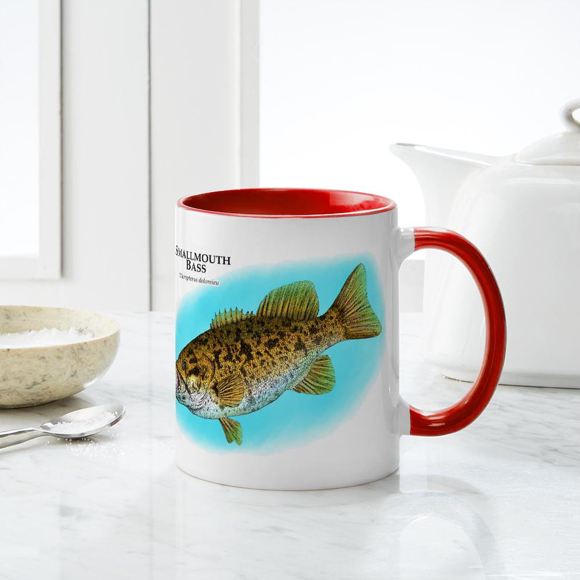 Smallmouth Bass Ceramic Coffee Mug 11 oz (325ml) - Funny Fishing Gift for Anglers, Perfect for Camping, Office & Home Use