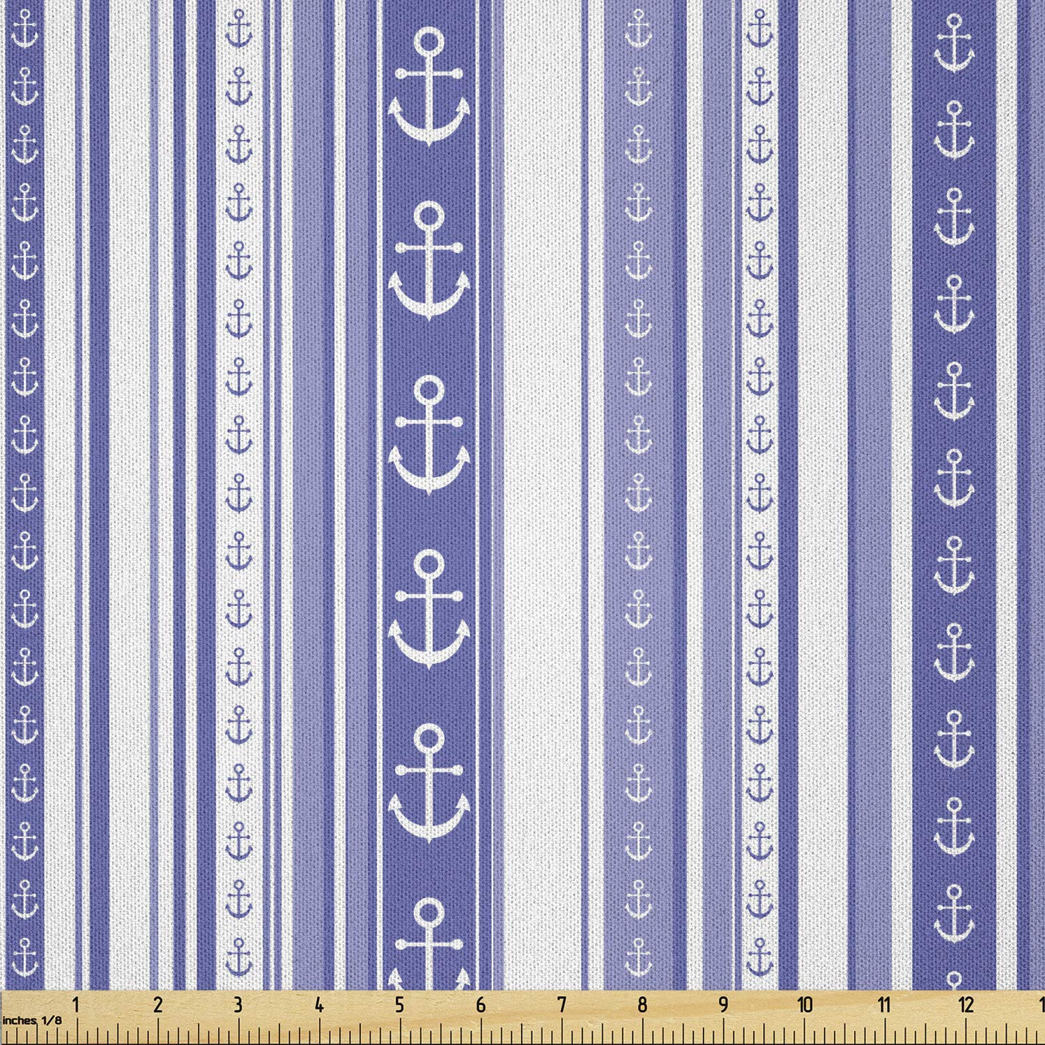 Ambesonne Nautical Anchor Striped Microfiber Fabric by The Yard - 3 Yards Lilac Purple for DIY Crafts, Home Decor & Upholstery | Perfect for Sewing Projects, Curtains, Pillow Covers and Marine-Themed Room Decor
