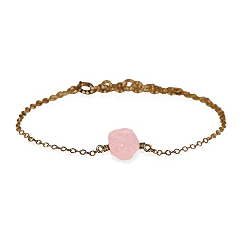 Natural Rose Quartz Raw Nugget Anklet in Bronze - Healing Crystal Jewelry for Women, Chakra Balancing & Positive Energy | Perfect for Yoga, Meditation & Spiritual Gifts