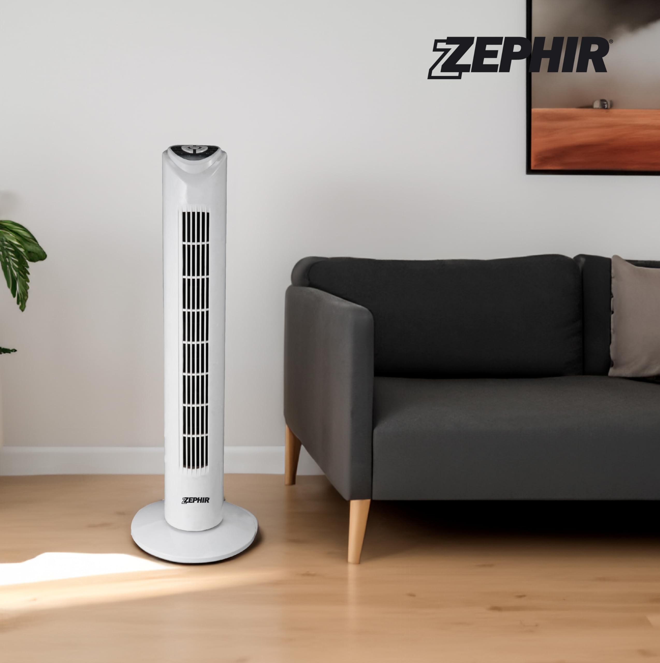 Zephir PH82TS Tower Fan with Remote Control, Timer, 45W, White - Quiet Cooling for Bedroom, Office & Living Room