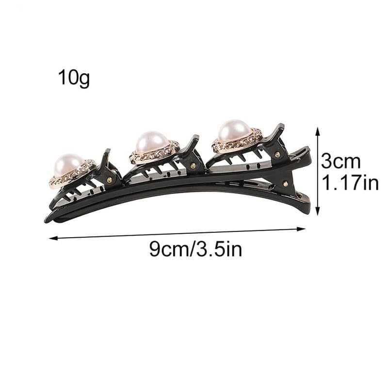 4 Pcs Sparkling Crystal Hair Clips Set - Rhinestone Braided Duckbill Clips with 3 Small Clips for Women & Girls, Four-Leaf Clover Design Hair Accessories for Parties, Weddings & Daily Styling