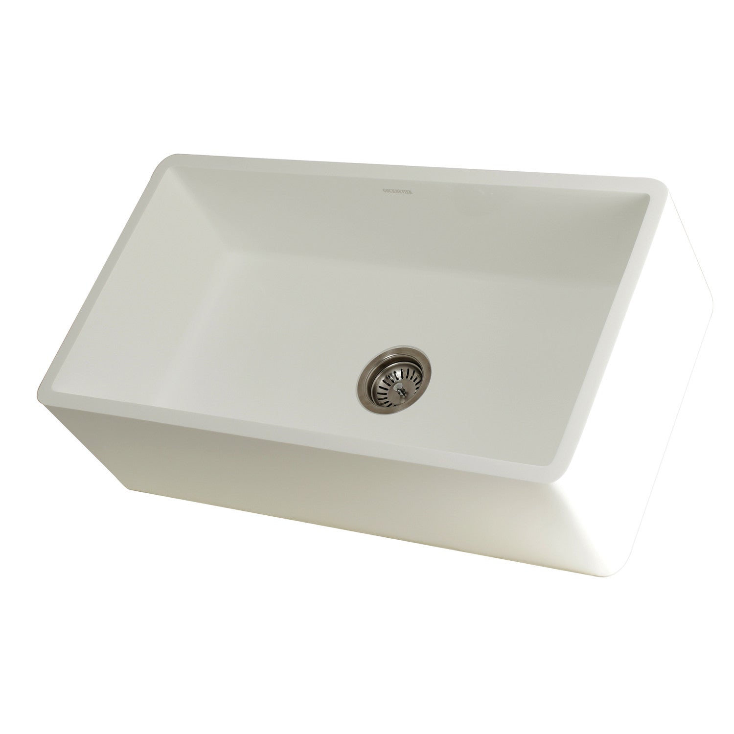 Arcticstone GKFA331810BC 33-Inch White Farmhouse Kitchen Sink - Solid Surface Apron Front Single Bowl with Strainer, Matte Finish | Perfect for Rustic & Modern Kitchens