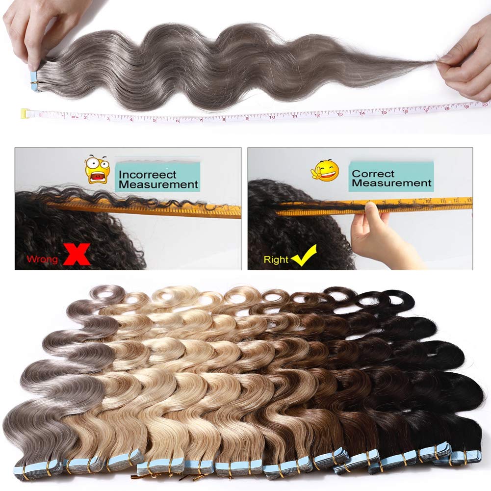 Benehair Remy Tape in Hair Extensions 20 Inch - 100g Human Hair Weft #12P613 (40pcs) - Golden Brown & Bleach Blonde Wavy Hair for Seamless Blending - Perfect for Parties, Weddings & Daily Styling