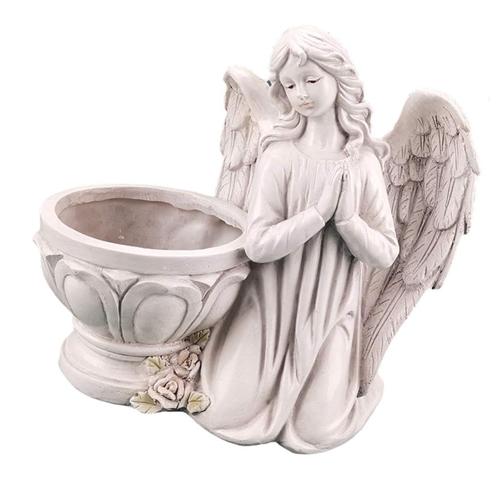 BESPORTBLE Resin Angel Statue - Elegant Praying Angel Planter for Succulents, Flowers, Pens, Jewelry | Indoor & Outdoor Home Decor, Table Centerpiece, Office Desk Organizer | Perfect for Living Room, Bedroom, Garden & Gift Giving