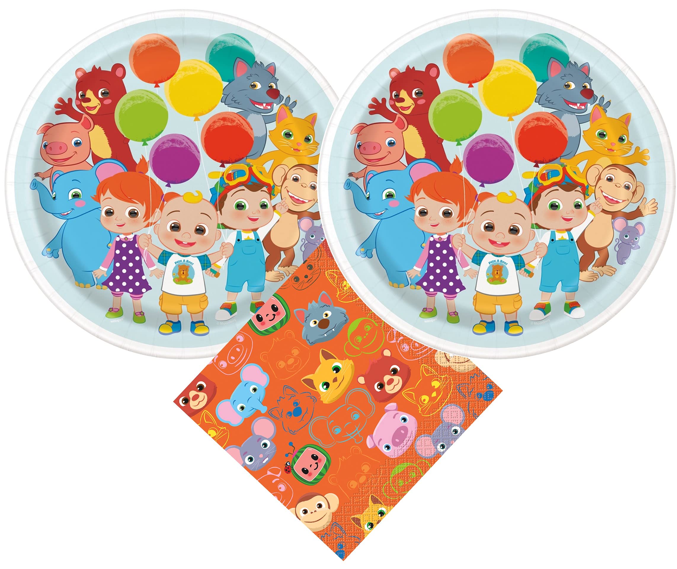 CoComelon Birthday Party Supplies Set - 16-Piece Dinner Plates & Napkins for Kids' Theme Party | Perfect for Birthday Celebrations & Family Gatherings