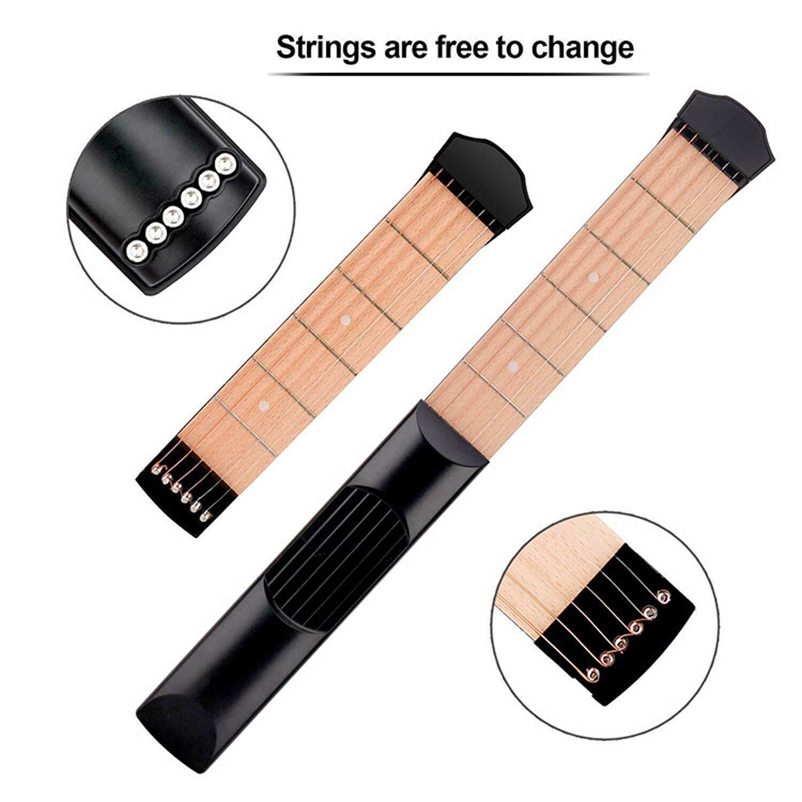 Portable Wooden Pocket Guitar - Beginner Chord Trainer & Fingering Practice Tool - Compact Travel Guitar for On-the-Go Musicians - Perfect for Home Practice, Travel & Outdoor Jam Sessions