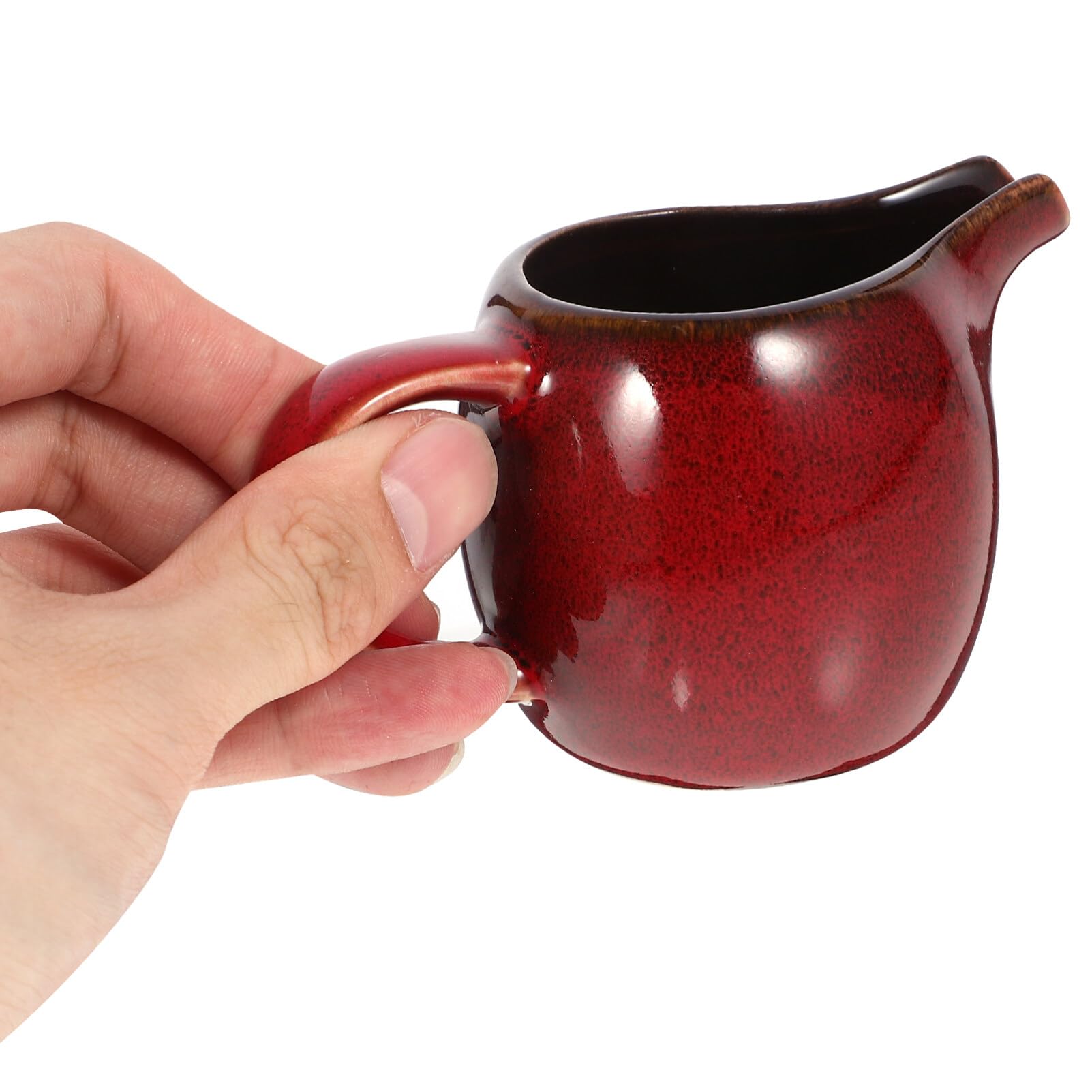 ABOOFAN Small Creamer Pitcher - Mini Milk & Coffee Frothing Pitcher for Latte, Tea, and Hot Chocolate - Perfect for Home, Cafe, and Restaurant Use - Red