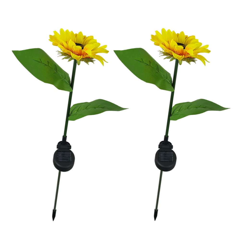 Sunflower Solar Lights 2-Pack - Waterproof Outdoor Garden Decor for Pathways & Lawns