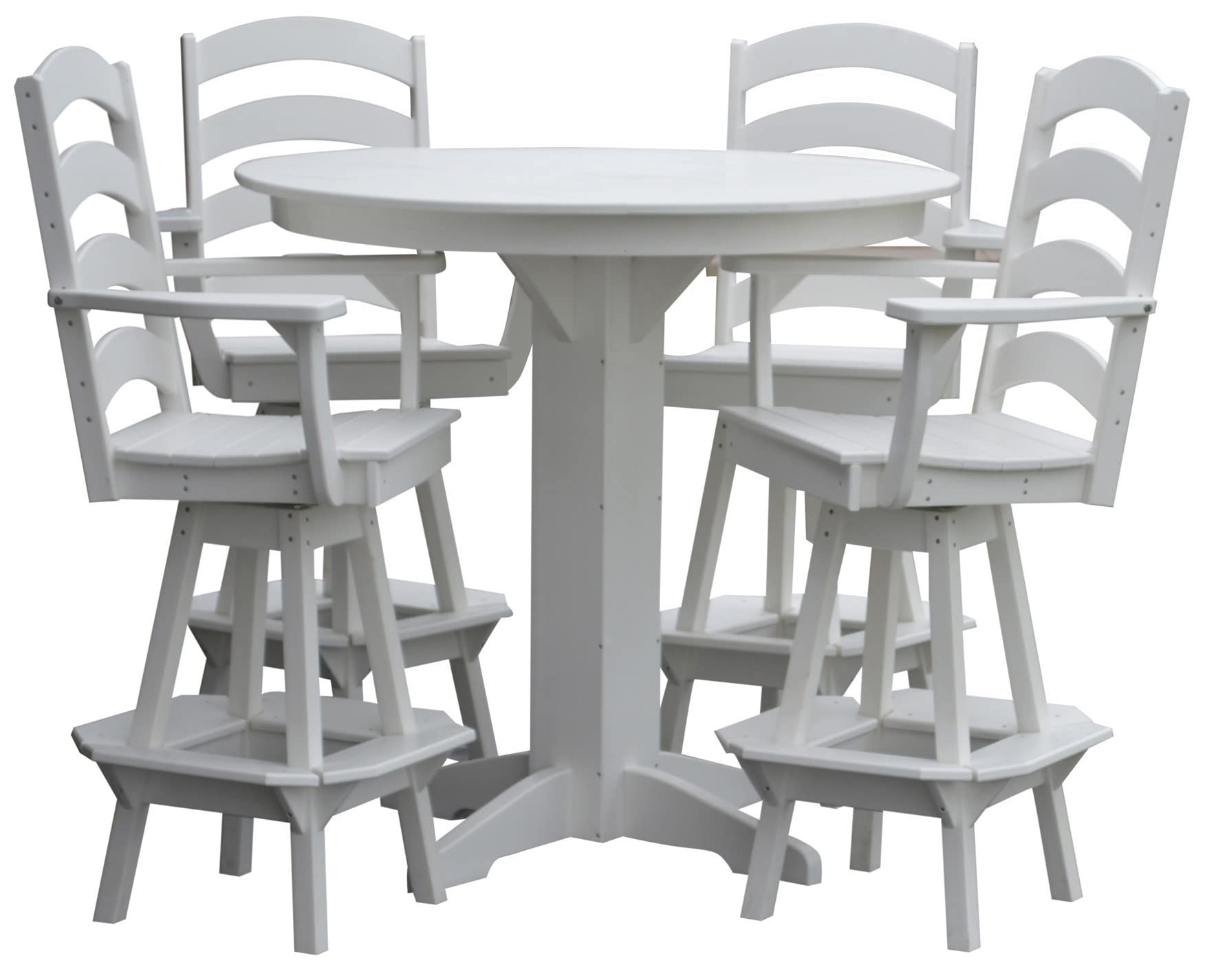 44-Inch White Poly Lumber Round Bar Table for Outdoor & Indoor Use - Durable Patio Furniture by Furniture Barn USA - Perfect for Dining, Entertaining & Backyard Decor