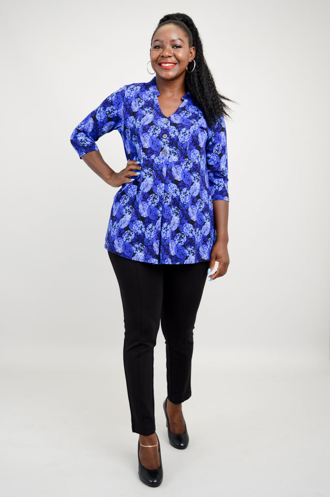 Edwina Women's Bamboo Top with Ice Foliage Print - Breathable Summer Blouse for Casual Wear, Office & Outdoor Activities