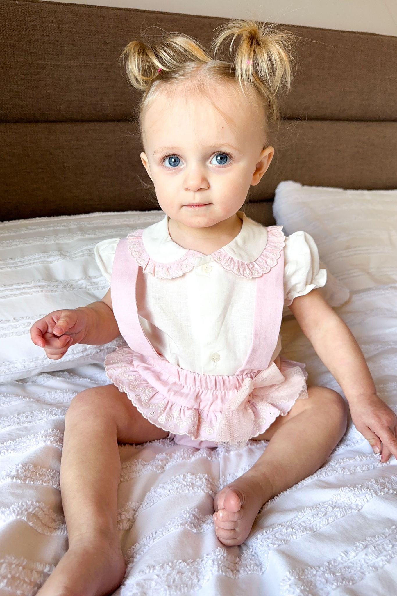 Sierra Pale Pink Blouse & Bloomers Set - Women's Vintage Lace Blouse and Shorts Outfit for Summer, Boho Chic, Casual Wear, Photoshoot, Tea Party, Bridal Shower, Baby Shower Guest Outfit